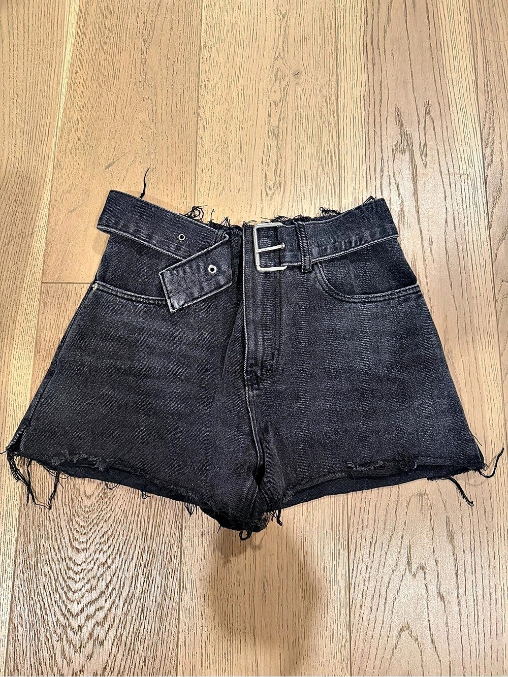 Alexander Wang Black Denim Frayed Jean Shorts - Women 27